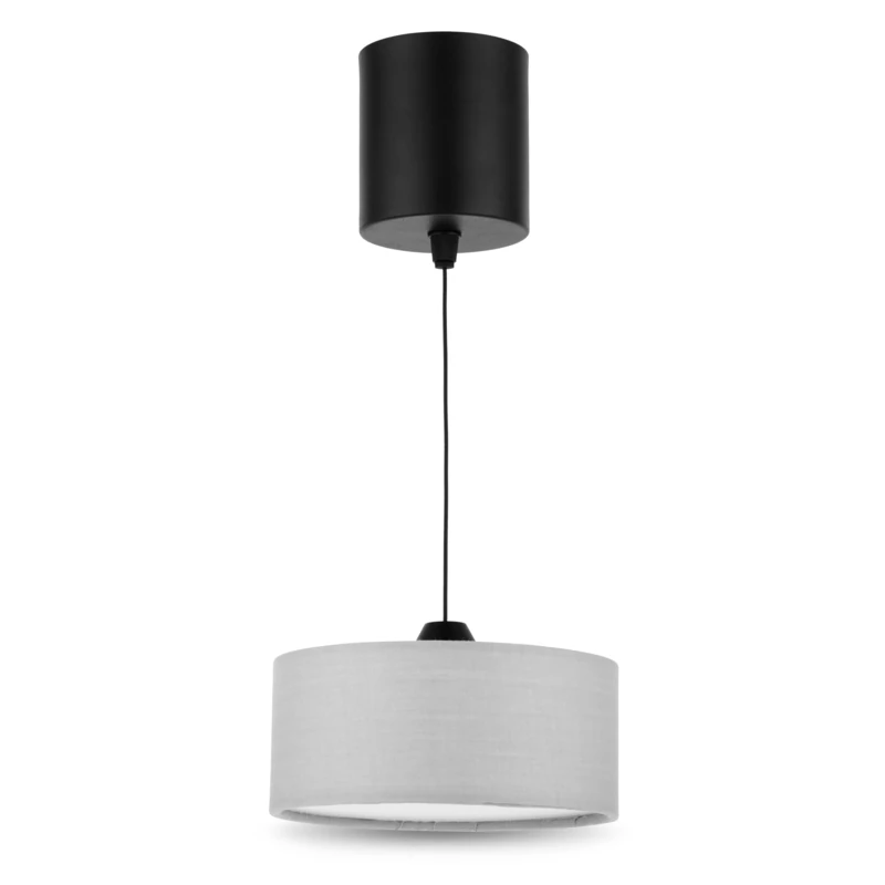 REV Battery Pendant Light, 120 lm, Dimmable, 3 Colours, Timer 1-4h, Height Adjustable (18-123 cm), Living Room, Remote Control, Fabric Shade, Grey
