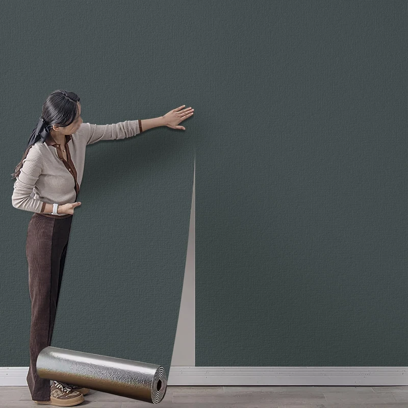 Anttyscar 2Roll Self Adhesive Thermal Insulation Wallpaper - Dark Grey Textured, 3mm Thick Wall Insulation Panels Thermal Wallpaper Stickers for Living Rooms - Thermal Wallpapers for Cold Walls