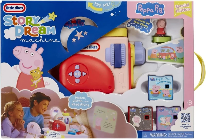 Little Tikes Story Dream Machine Starter Pack with 3 Peppa Pig Stories - Light, Sound and Audio Projector for Children - Includes 3 Stories and 1 Character - For Ages 3+ Years