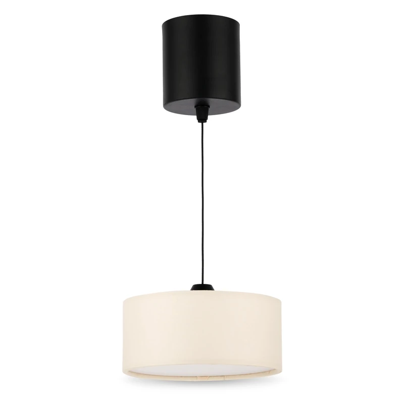 REV Battery Pendant Light, 120 lm, Dimmable, 3 Colours, Timer 1-4h, Height Adjustable (18-123 cm), Living Room Pendant Light, Remote Control, Fabric Shade, Taupe - Image 1