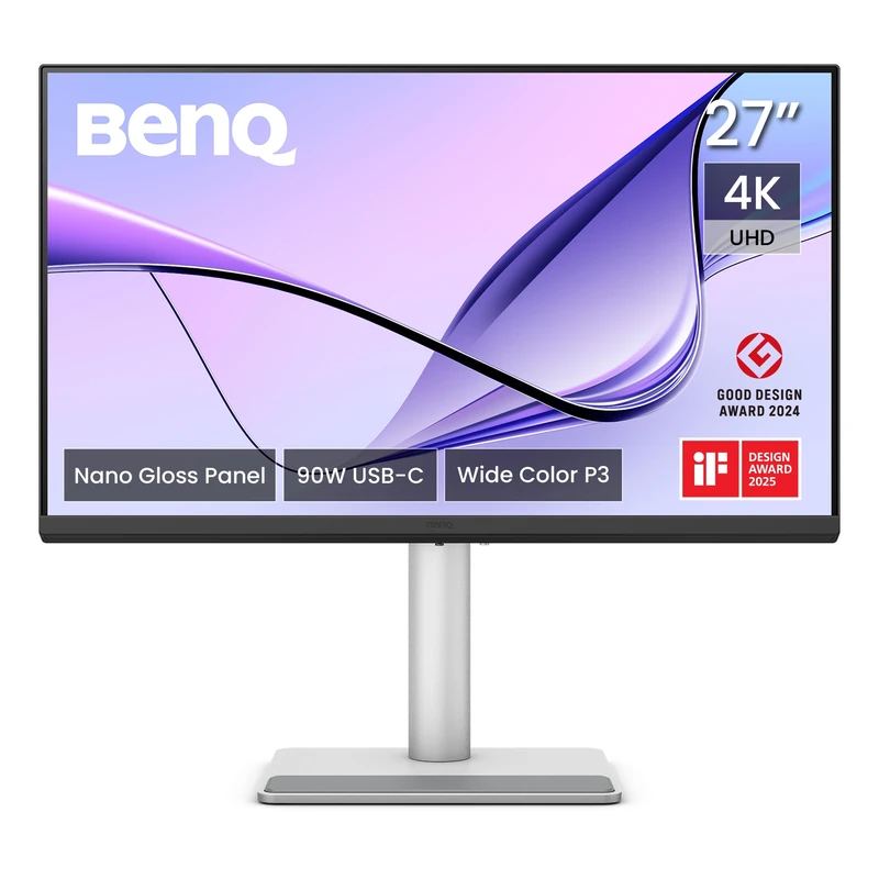 BenQ MA270UP 27” 4K 3840x2160 Nano Gloss Monitor for MacBook, Dual USB-C 90W/15W, Mac Colour Match, USB Hub, Brightness & Volume Control on Mac, Height & Tilt Adjustable Stand, P3 Colour Gamut