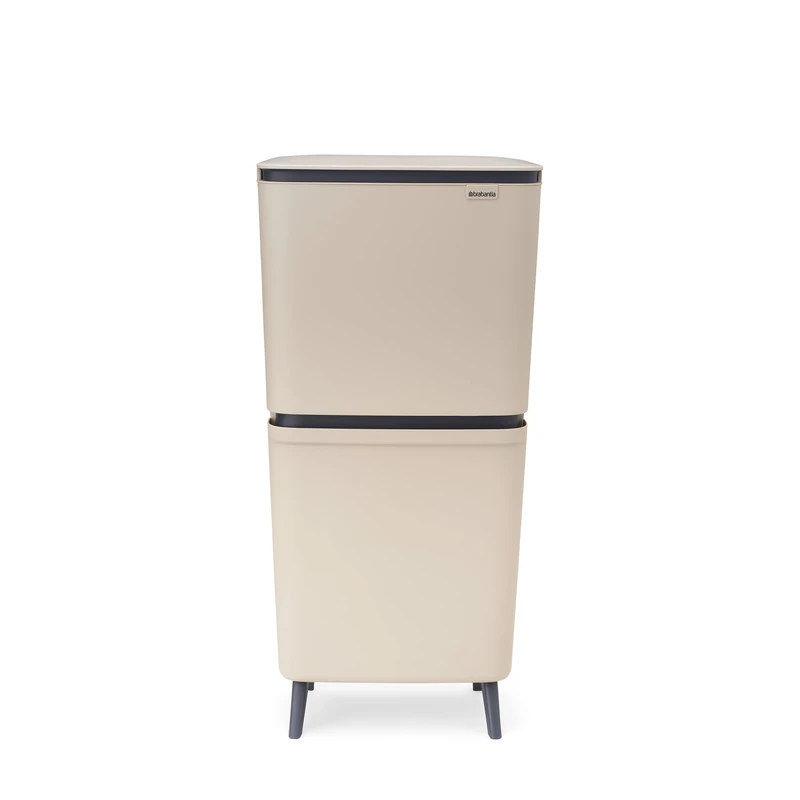 Brabantia SortUp Recycle Bin Hi 10+10+25 Litre (Soft Beige), Waste Container with Removable Buckets, Tall and Slim Bin For Kitchen, Waste and Recycling Bin with Soft-Close Lid - Image 1