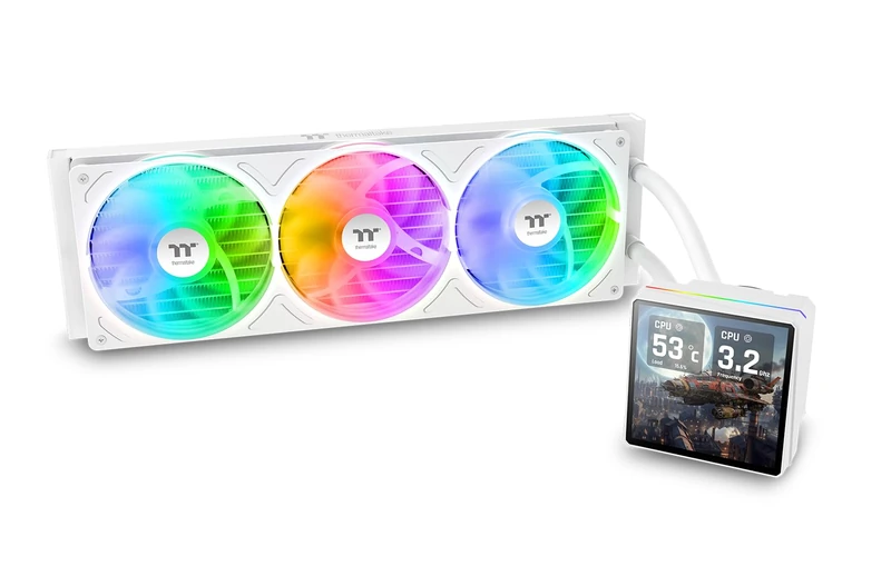 Thermaltake TH360 V3 Ultra ARGB All-in-One Water Cooling 3.95 Inch TFT LCD Display Rotating Pump Head Single Frame Fan Snow