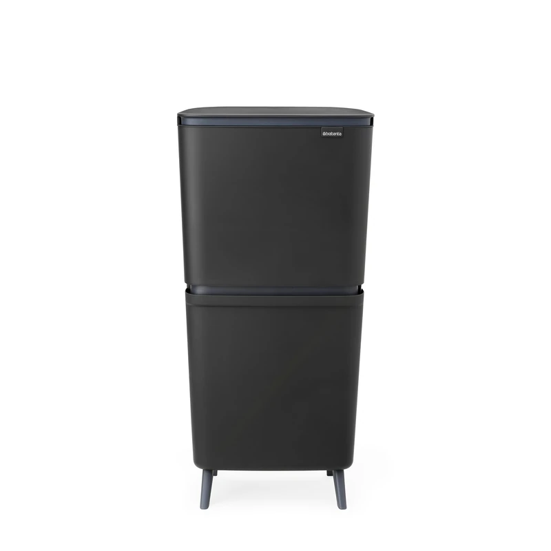 Brabantia SortUp Recycle Bin Hi 10+10+25 Litre (Dark Grey), Waste Container with Removable Buckets, Tall and Slim Bin For Kitchen, Waste and Kitchen Recycling Container with Soft-Close Lid - Image 1