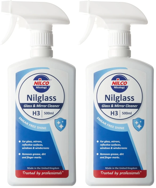 Nilco Professional Nilglass Smear-Free Glass and Mirror Cleaner, 500 ml (Pack of 2)