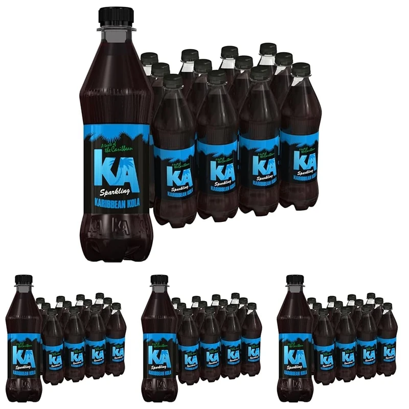 KA Caribbean Kola Fizzy Drinks - Traditional & Authentic Caribbean Jamaican Style Sparkling Drink - Soft Drinks Multipack - Caribbean Kola Soda Drinks Bulk Pack - 12 x 500ml Bottles (Pack of 4)