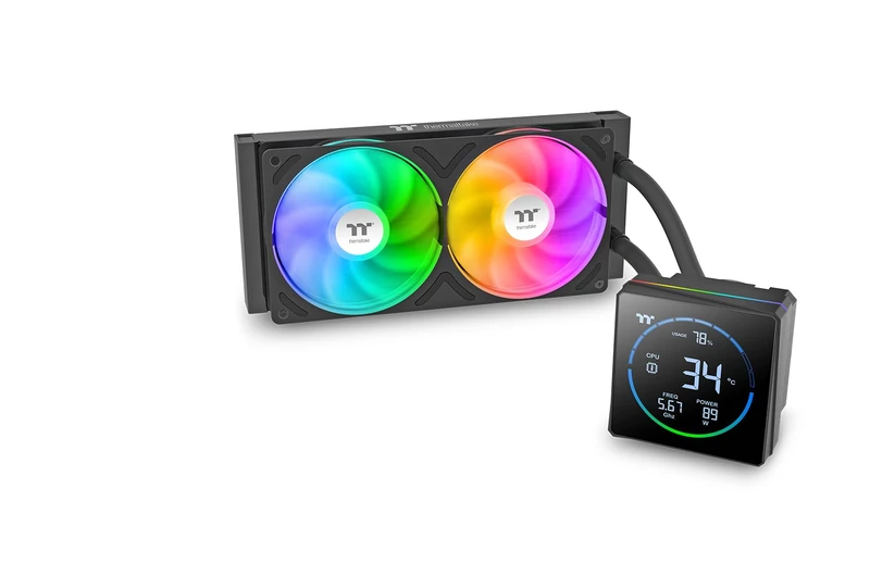 Thermaltake TH240-S V3 ARGB All-in-One Water Cooling 3.95 Inch Segment LCD Display Rotating Pump Head Single Frame Fan Black
