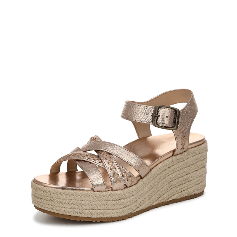 Vionic Women's Dana Wedge Sandals, Bronze Metallic Leather, Medium Fit, UK 6
