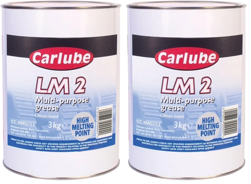 Carlube Premium LM2 Lithium Grease 3Kg - Multi-Purpose, High-Temperature and Water Resistant Grease for Automotive & Industrial Applications (Pack of 2)