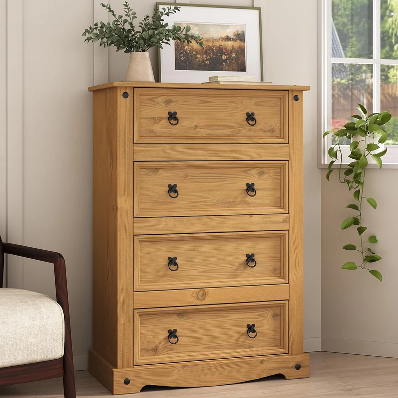 Mews Corona 4 Drawer Chest of Drawers Tall Solid Mexican Pine
