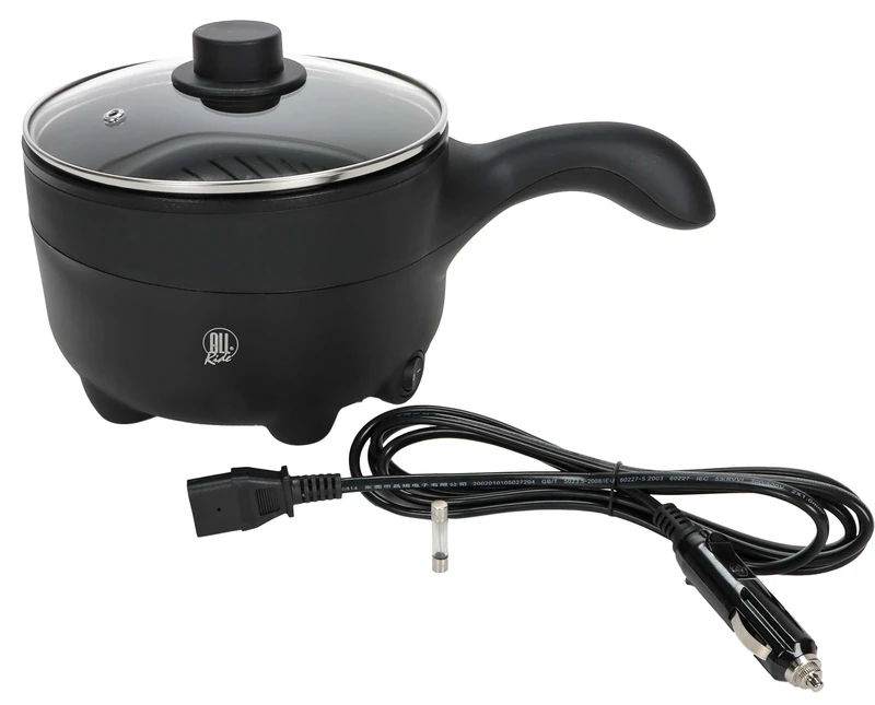 24V 250W Electric Truck Frying Pan, Non Stick Coating, Glass Lid with Ventilation, Rocker On/Off Switch, Vol. 2 Liter, Cigarette Lighter Plug Cable - Image 1