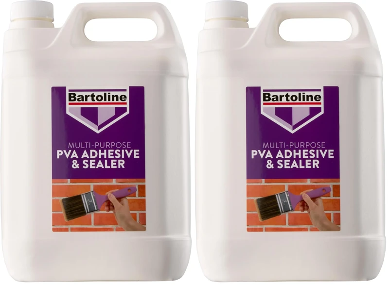 Bartoline PVA Glue Adhesive & Sealer 5L - Multi-Purpose Primer, Adhesive, and Sealer for Concrete, Wood, Tiles, Fabric, and More, Dust-Proofing, Bonding & Sealing (Pack of 2)