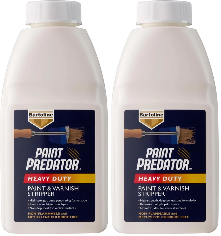 Bartoline Paint Predator Heavy Duty and Varnish Stripper 500 ml, Professional Strength, Non-Caustic Remover for Wood, Metal and Masonry (Pack of 2)