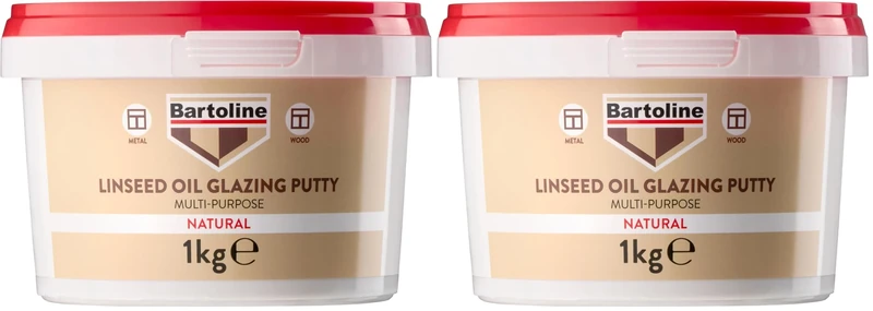 Bartoline Linseed Oil Glazing Putty 1kg – Multi-Purpose Window & Frame Sealant – Ideal for Wood & Metal Frames (Pack of 2)