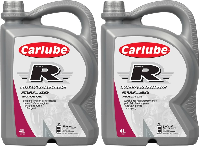 Carlube Triple R 5W-40 Fully Synthetic Engine Oil 4L Superior Protection for High-Performance Engines Ideal for Modern Gasoline and Diesel Cars (Pack of 2)