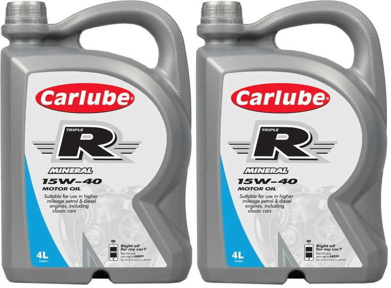 Carlube Triple R 15W-40 ACEA A3/B4, API SN High Mileage Semi Synthetic Engine Oil 4L (Pack of 2)