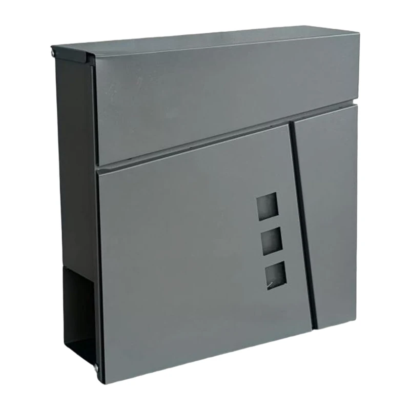 Relaxdays letterbox with newspaper compartment, HWD: 37.5 x 37 x 10.5 cm, DIN C4, weather-resistant, 4 keys, anthracite