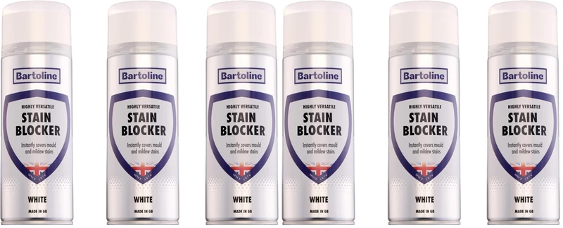 Bartoline Stain Blocker 400ml Matte Finish Spray – 2-in-1 Primer and Topcoat to Block Mould 6 Pack, Mildew, Damp, Grease, Rust & Pen Marks Fast Drying Formula for Walls, Ceilings, Plaster and Wood - Image 1