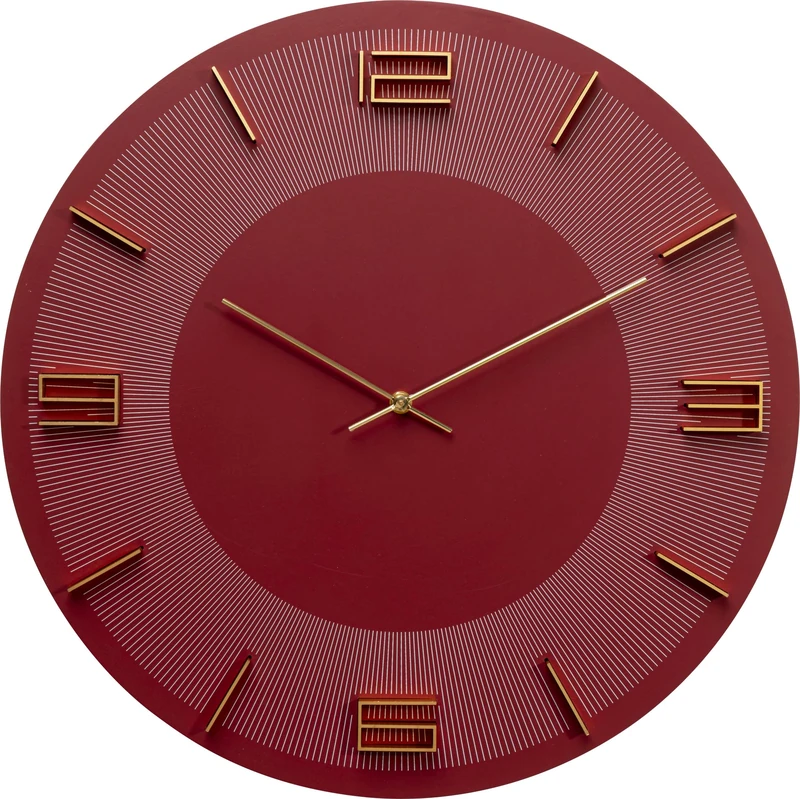 Kare Design Wall Clock Leonardo, Red/Gold, Diameter 49 cm, Analog, Decorative Room Decor, Home Decor, Modern Clock for Living Room, Bedroom, Hallway, Home Office, Kitchen