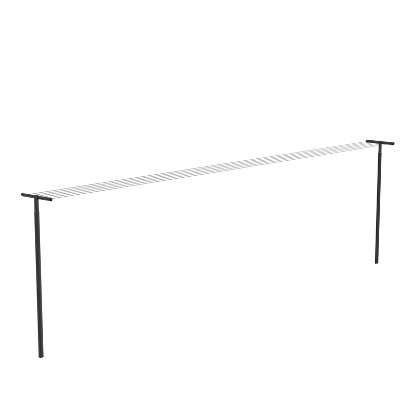 Brabantia HangOut Washing Line with Aluminium Poles 50M (Black), Clothes Line for Outdoor Use, Clothes Dryer for Airing Laundry