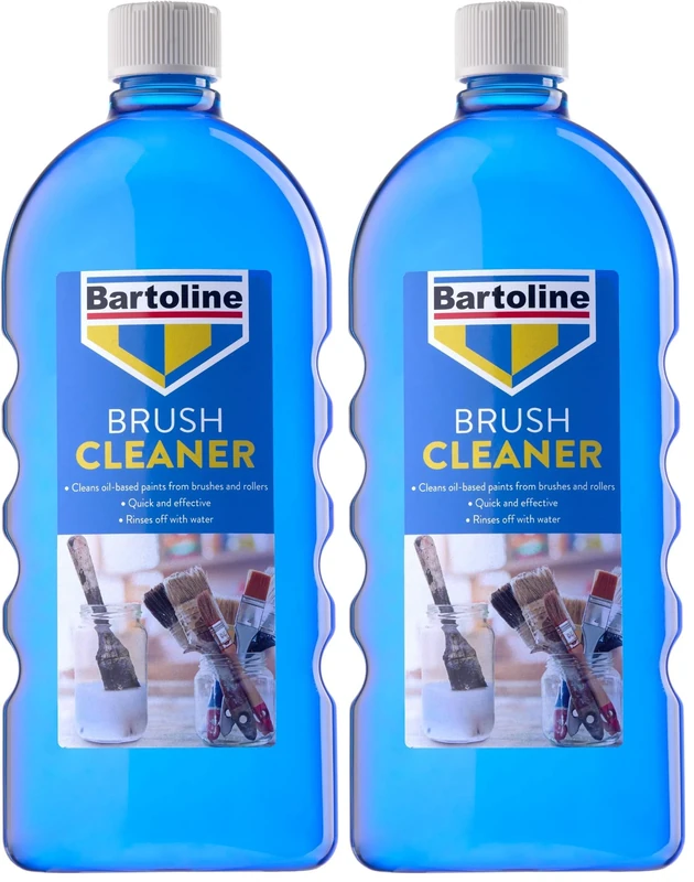 Bartoline Brush Cleaner 1L, Effective Oil-Based Paint Remover for Brushes and Rollers, Water-Soluble Solvent with Conditioning Formula (Pack of 2)