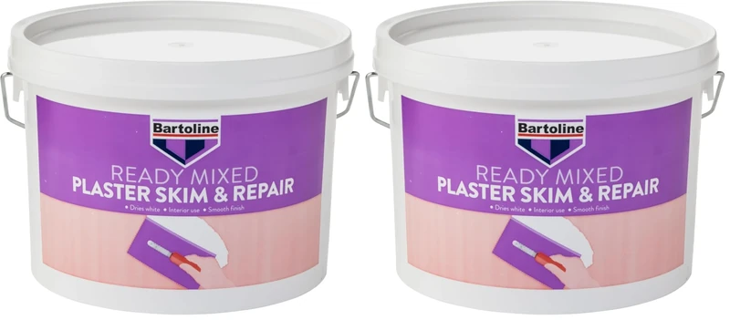 Bartoline Ready Mixed Plaster Skim and Repair 2.5 L, Easy Application Plaster for Wall and Ceiling Repairs (Pack of 2)