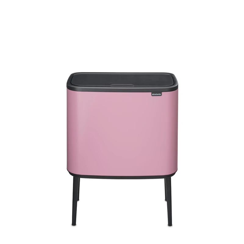 Brabantia Bo Touch Kitchen Bin 23+11L – Dual Compartment | Soft Touch Waste Separation with Inner Buckets | Freestanding Recycling Bin with Adjustable Legs | Lilac Pink