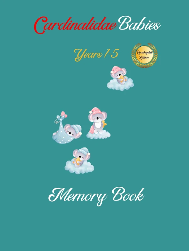 Cardinalidae Babies 1-5 Years Memory Book Quadruplets Edition