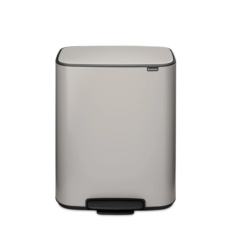 Brabantia Bo Pedal Bin - 2 x 30L Inner Buckets (Soft Grey) Large Waste/Recycling Kitchen Bin - Soft Closing Lid