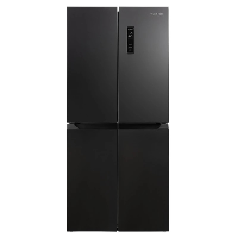 Russell Hobbs Freestanding 4 Door American Fridge Freezer 421 Litre in Black Steel, Total No Frost, 271L Fridge & 150L Freezer, with LED Display, RH180A4FF802E1BS
