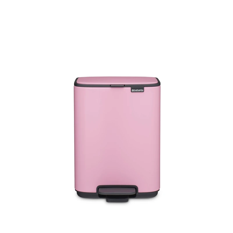 Brabantia Bo Pedal Bin 4L (Lilac Pink), Space-Efficient and Soft Closing Waste Bin with Light Pedal Operation, Easy to Clean Plastic Inner Bucket with Free PerfectFit Rubbish Bags Included