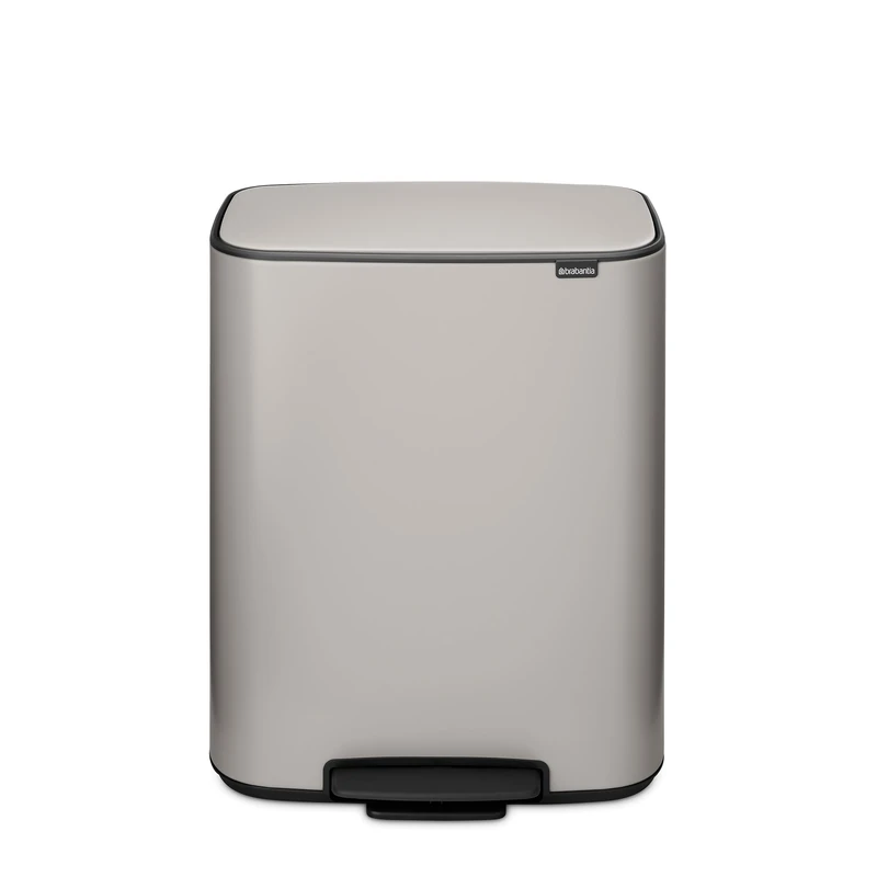 Brabantia Bo Pedal Bin 60L (Soft Grey), Soft Closing Waste Bin with Light Pedal Operation, Easy to Clean Removable Plastic Inner Bucket with Free PerfectFit Rubbish Bags Included