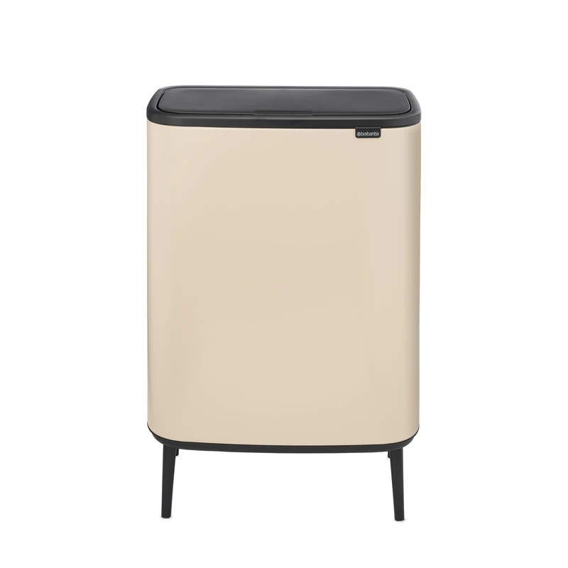 Brabantia Bo Touch Bin 2x30L – Extra Large Dual Compartment | Soft Touch Waste Separation with Inner Buckets | Space-Saving Rubbish Bin for Kitchen or Utility | Soft Beige