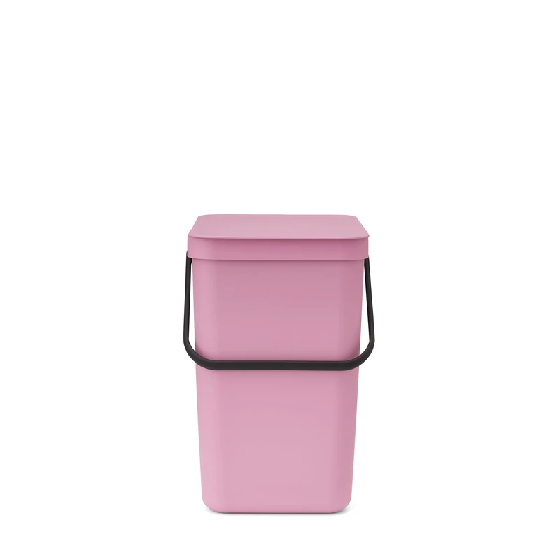Brabantia Sort & Go Waste Bin 25L (Lilac Pink), Space-Efficient Plastic Recycle Container with Handle, Removable and Stay-Open Lid, Easy to Clean Kitchen Bin without Nooks and Rims - Image 1