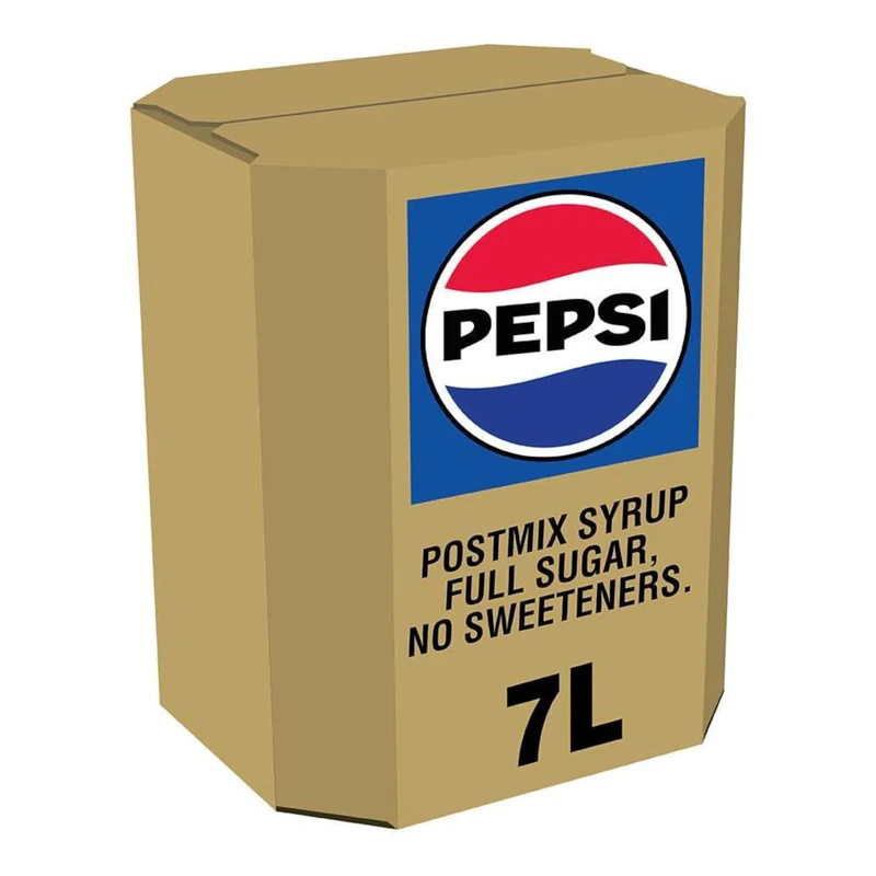 Pepsi Regular Post Mix BIB Syrup for Dispensers - Makes 42 Litres Finished Product - 7 Litres