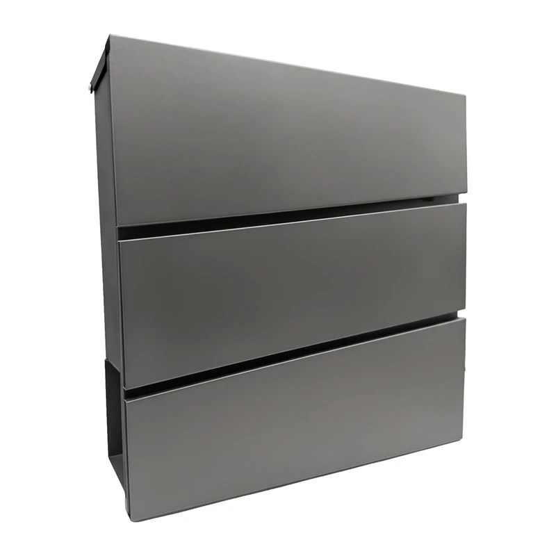 Relaxdays letterbox with newspaper slot, HxWxD: 37.5x35.5x10.5 cm, DIN C4, weatherproof, 4 keys, postbox, anthracite