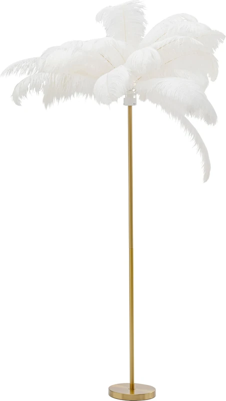 Kare Design Floor Lamp Feather Palm, White, Height 165cm, Standing Lamp, Metal, Floor Light, Home Decor, Decorative Lighting for Living Room, Bulb Not Included