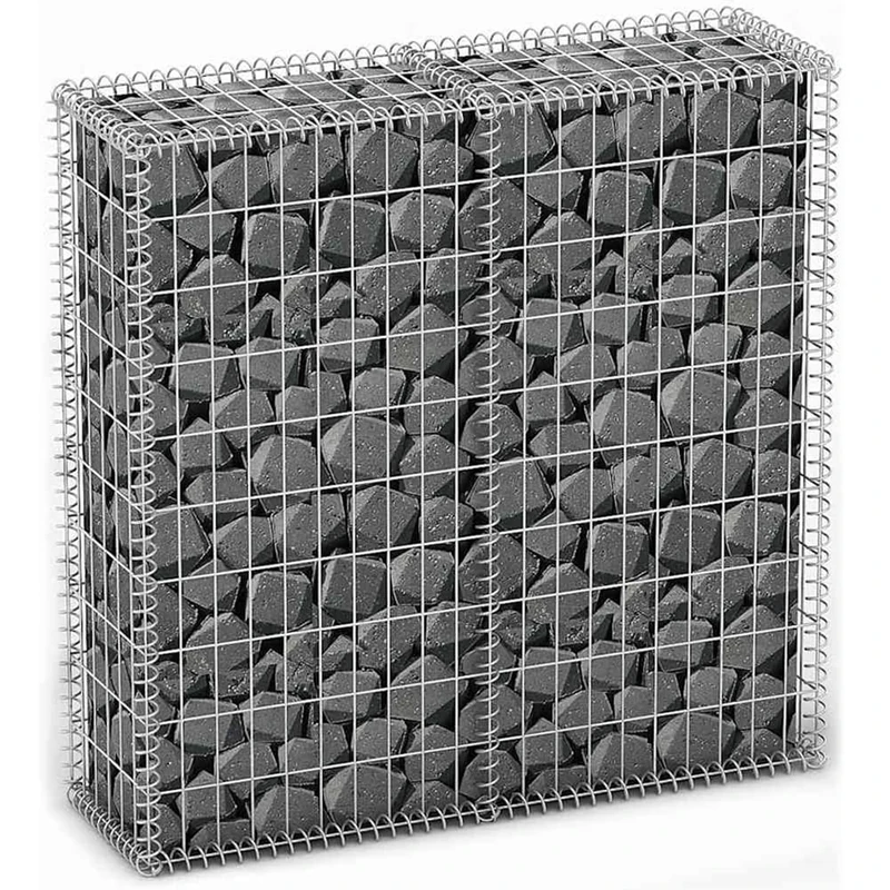 BAKAJI Galvanized Steel Gabion Netting for Pebbles, Garden Garden Fence, Gabions Basket Metallic Weatherproof and Durable, Support Walls Fences (100 x 20 x 100 cm)