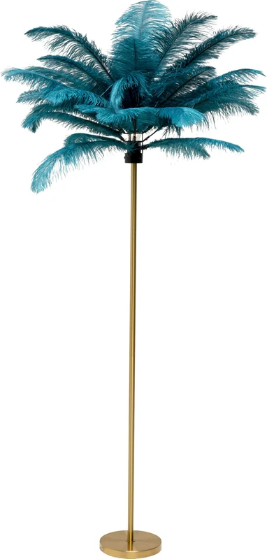 Kare Design Floor Lamp Feather Palm, Green, Height 165cm, Standing Lamp, Metal, Floor Light, Home Decor, Decorative Lighting for Living Room, Bulb Not Included