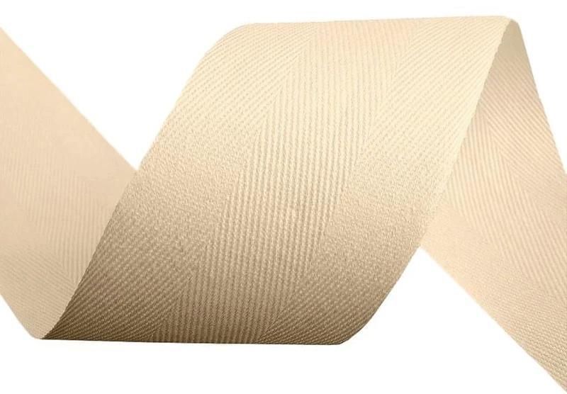 cyclingcolors Cotton Twill Ribbon 50mm Wide x 50m Long Light Beige - Image 1