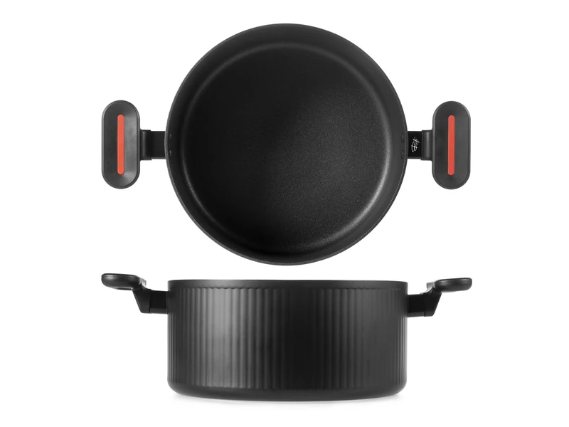 H&H Voyage 26 cm Non-Stick Saucepan - Pfluon Coating, Elegant Design, Suitable for Induction, by Bruno Barbieri