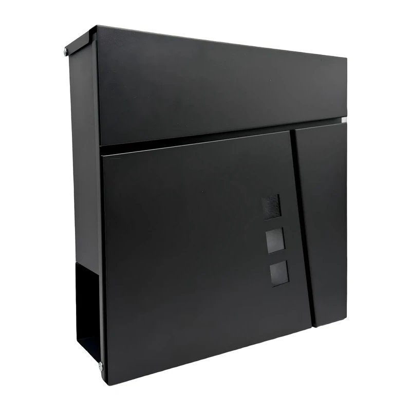 Relaxdays letterbox with newspaper holder, HWD: 37.5 x 37 x 10.5 cm, DIN C4, weather-resistant, 4 keys, black