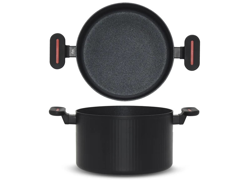 H&H Bruno Barbieri Non-Stick Voyage 24cm Saucepan - Pfluon Coating, Elegant Design, Suitable for Induction