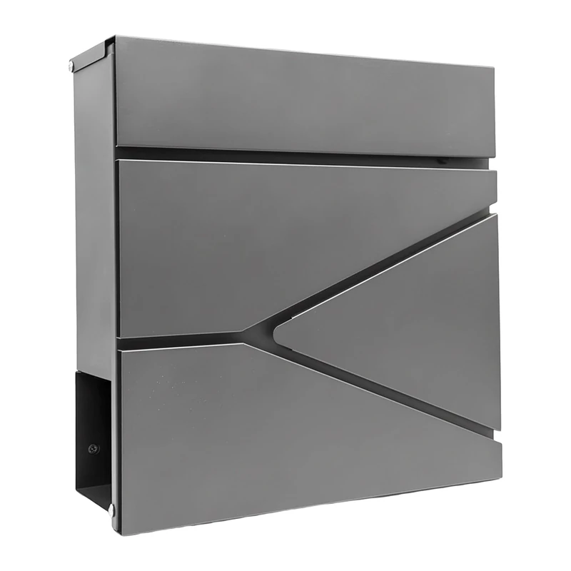 Relaxdays letterbox with newspaper slot, HxWxD: 37 x 37 x 11 cm, DIN C4, weather-resistant, 4 keys, postbox, anthracite
