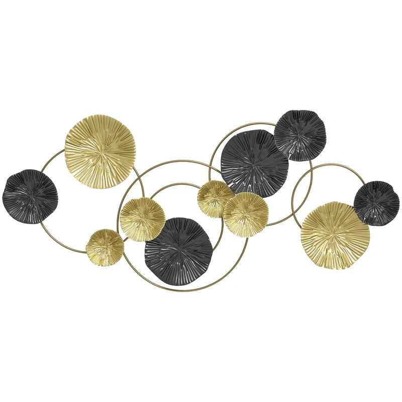HOMCOM Large Metal Wall Art, Modern Hanging Wall Sculpture with Unique Multi-leaf Design, Horizontal or Vertical Metal Hanging Decoration for Living Room Bedroom Entryway, Gold