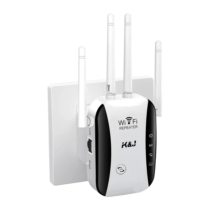 2025 Newest WiFi Extender, WiFi Booster, 4 Antennas Up to 5000 Sq.ft and 50 Devices, WiFi Repeater, Wireless Internet Repeater with Ethernet Port, 1-Click Setup, Access Point, UK plug - White