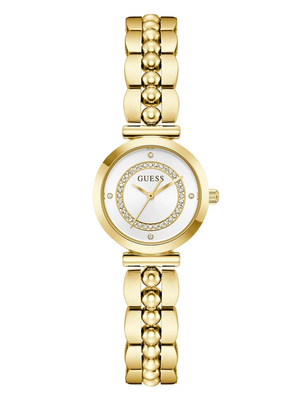 Guess Leena Women's Watch GW0994L2 26 mm Stainless Steel Silver Dial Silver Dial Quartz Mineral Glass Cubic Zirconia 5 ATM Gold Link Bracelet 12.5 mm