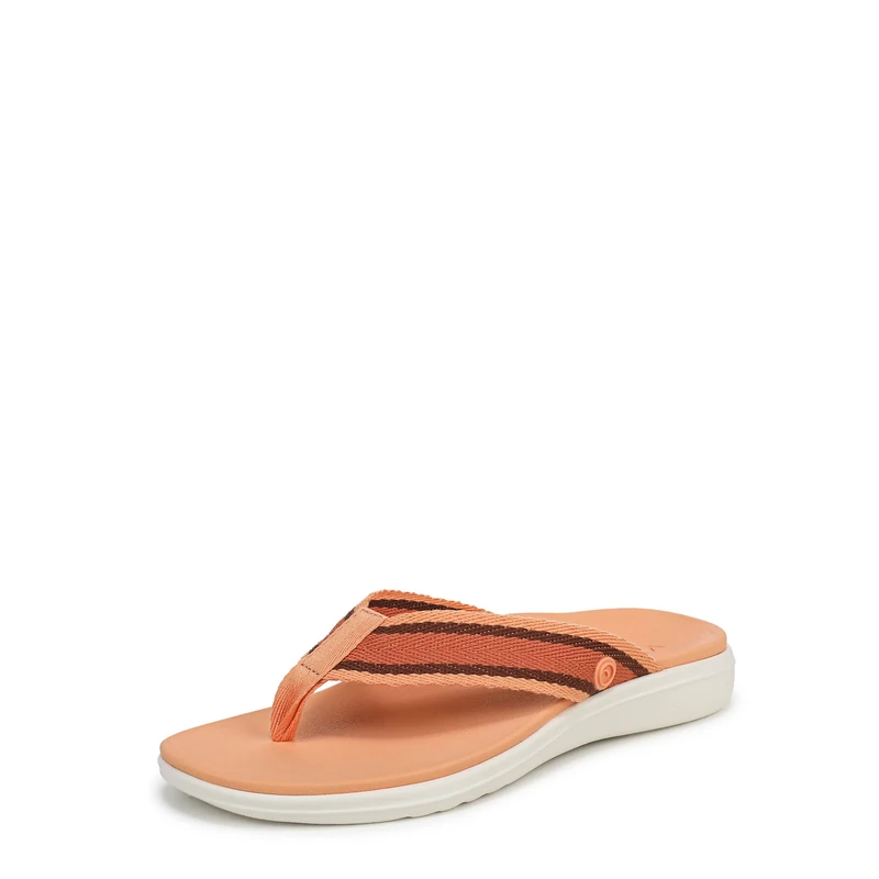 Vionic Women's Indigo Flat Sandals, Coral Orange Nylon, Medium Fit, UK 3