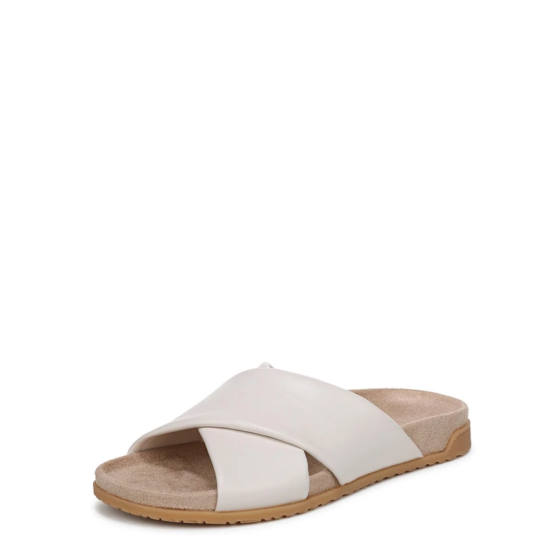 Vionic Women's Etna Flat Sandals, Sea Salt Cream Leather, Wide Fit, UK 7