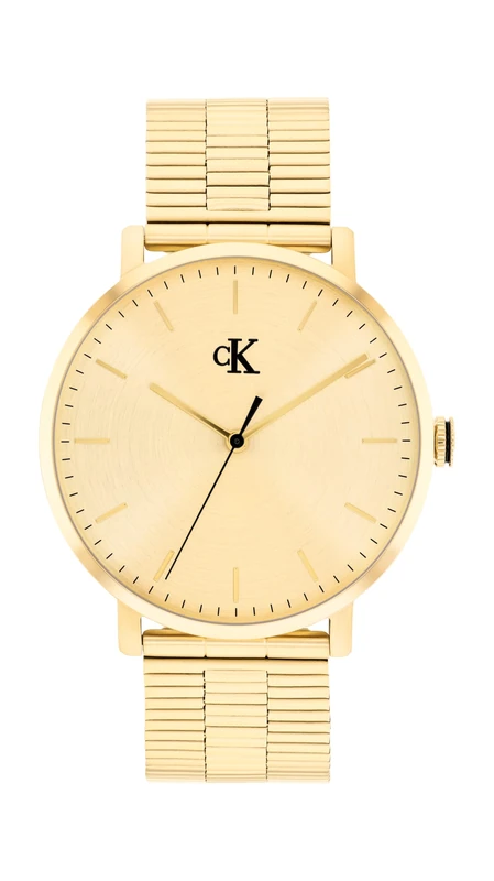 Calvin Klein Three Hand Quartz Movement Watch Gold Colored CK Real Collection with Gold Colored Stainless Steel Bracelet - 25200549